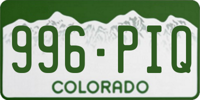 CO license plate 996PIQ