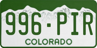 CO license plate 996PIR