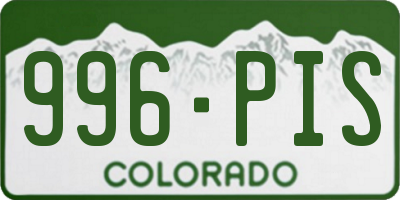 CO license plate 996PIS