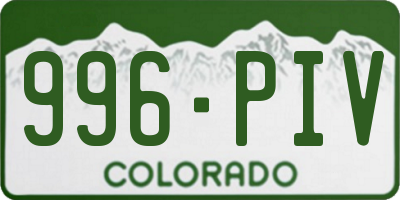 CO license plate 996PIV