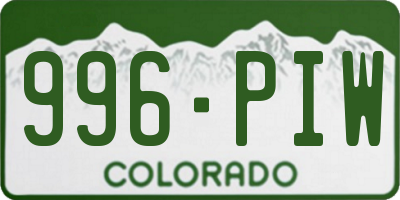 CO license plate 996PIW