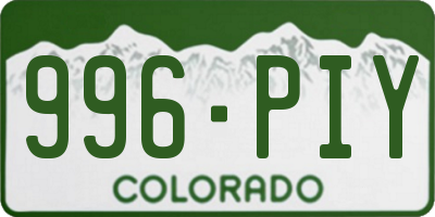 CO license plate 996PIY