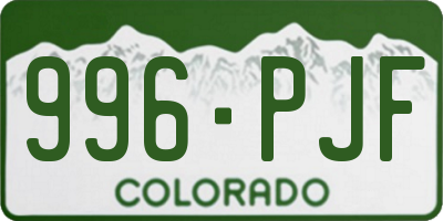 CO license plate 996PJF