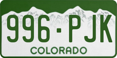 CO license plate 996PJK