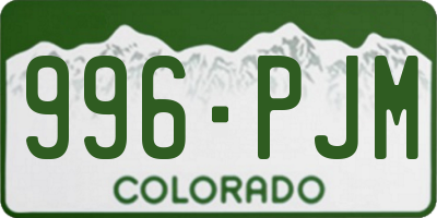 CO license plate 996PJM