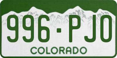 CO license plate 996PJO