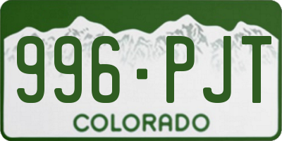 CO license plate 996PJT