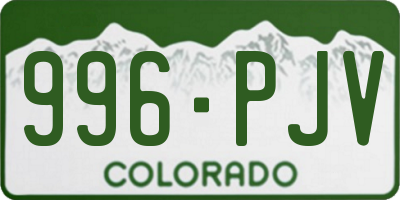 CO license plate 996PJV