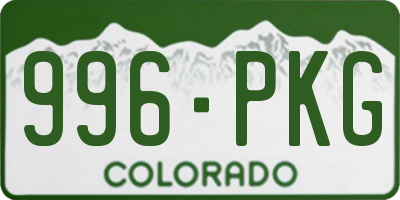 CO license plate 996PKG