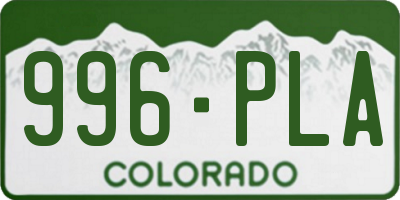 CO license plate 996PLA
