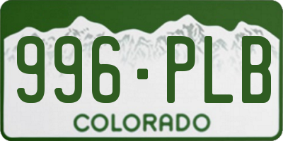 CO license plate 996PLB