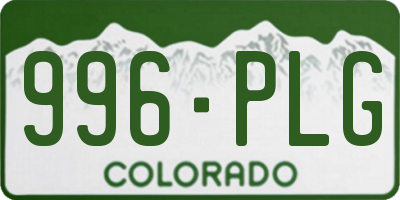CO license plate 996PLG
