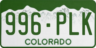 CO license plate 996PLK