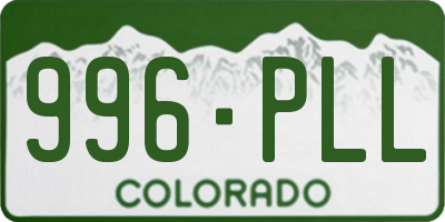 CO license plate 996PLL