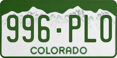 CO license plate 996PLO