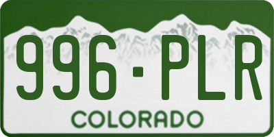CO license plate 996PLR