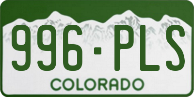 CO license plate 996PLS