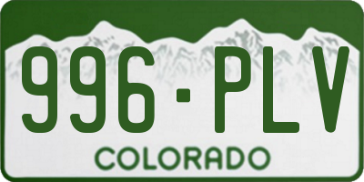 CO license plate 996PLV
