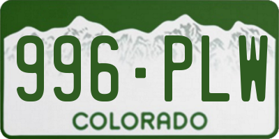 CO license plate 996PLW
