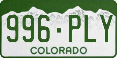 CO license plate 996PLY