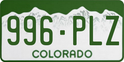 CO license plate 996PLZ