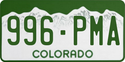 CO license plate 996PMA