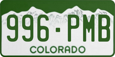 CO license plate 996PMB