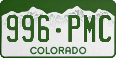 CO license plate 996PMC