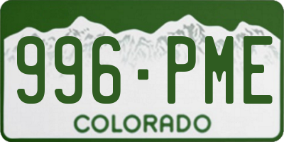 CO license plate 996PME