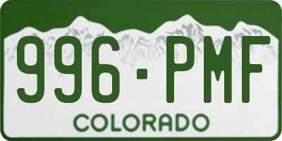 CO license plate 996PMF