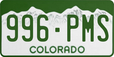 CO license plate 996PMS