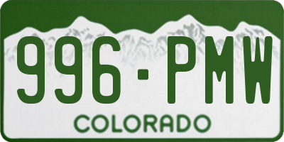 CO license plate 996PMW