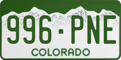 CO license plate 996PNE
