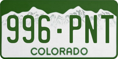 CO license plate 996PNT