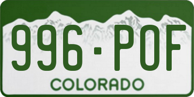 CO license plate 996POF