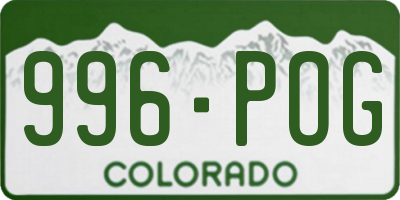 CO license plate 996POG