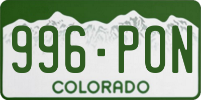 CO license plate 996PON
