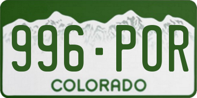 CO license plate 996POR
