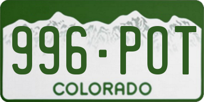 CO license plate 996POT