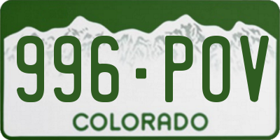 CO license plate 996POV