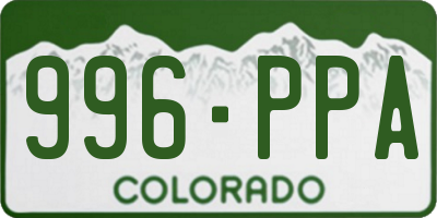CO license plate 996PPA