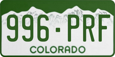 CO license plate 996PRF