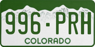CO license plate 996PRH