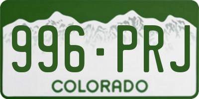 CO license plate 996PRJ