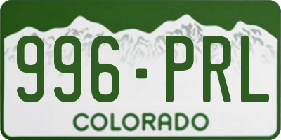 CO license plate 996PRL