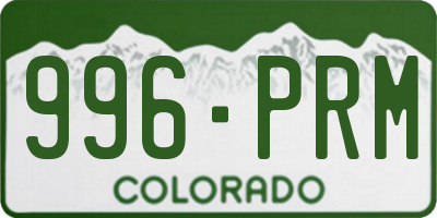 CO license plate 996PRM