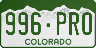 CO license plate 996PRO