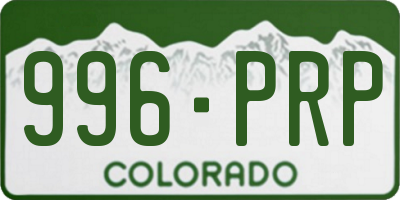 CO license plate 996PRP