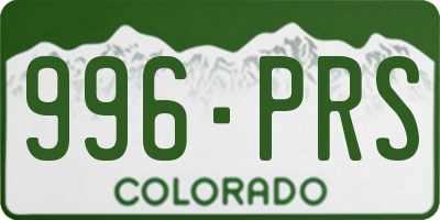 CO license plate 996PRS