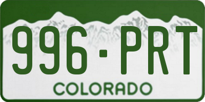 CO license plate 996PRT